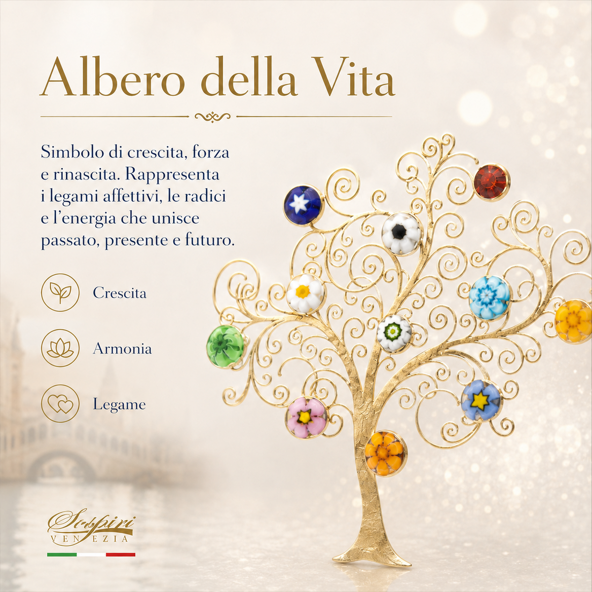 Murano Glass Table -portemonnee, cadeau -idee, voorkeursidee, Golden Tree Decorum