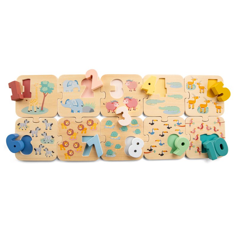 Holz-Zahlenpuzzle Safari