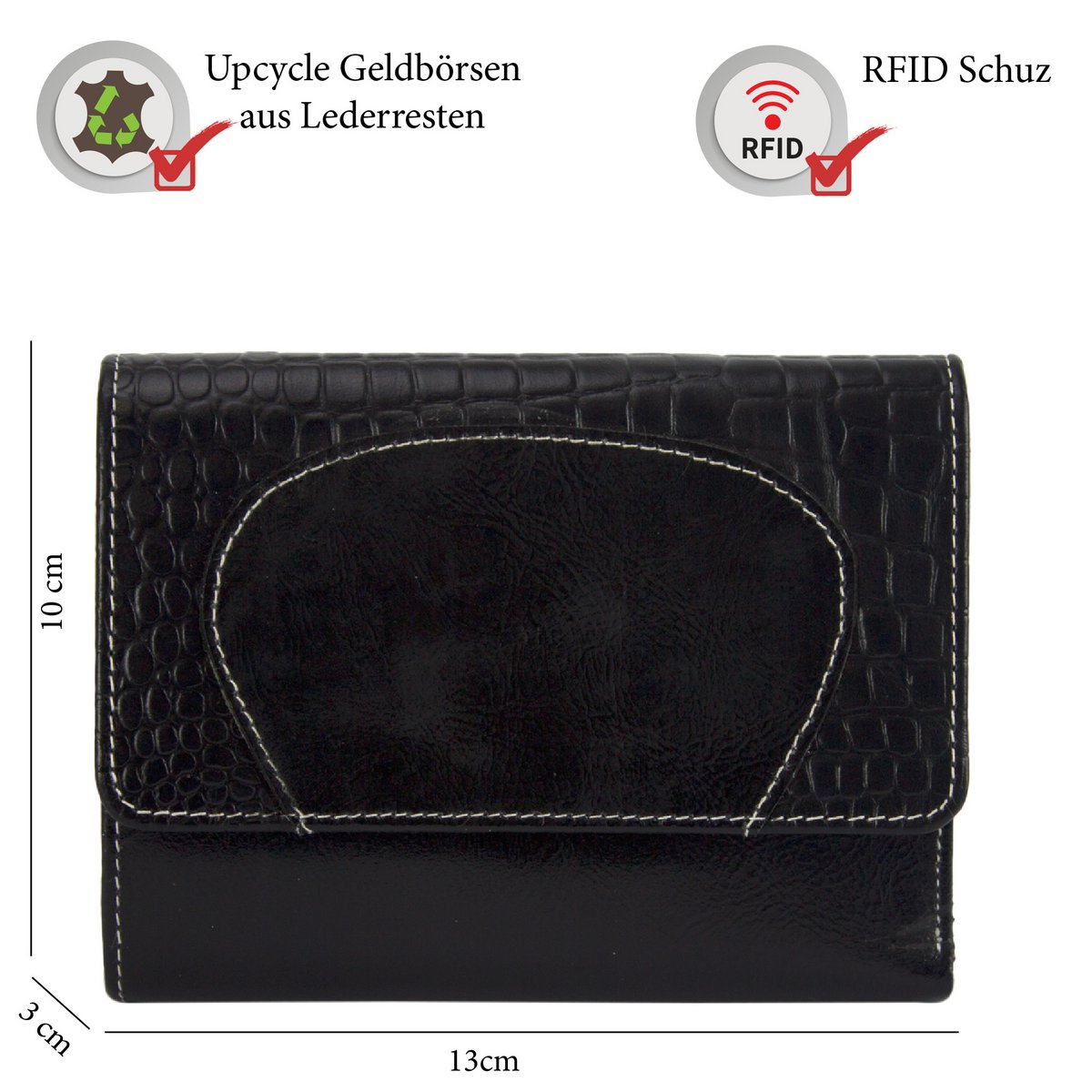 Sunsa damesportemonnee. Leren portemonnee. Portemonnee met RFID-bescherming. Portemonnee gemaakt van overgebleven leer. middelgrote portemonnee voor dames met veel creditcardvakjes - portemonnee voor dames, cadeau-idee