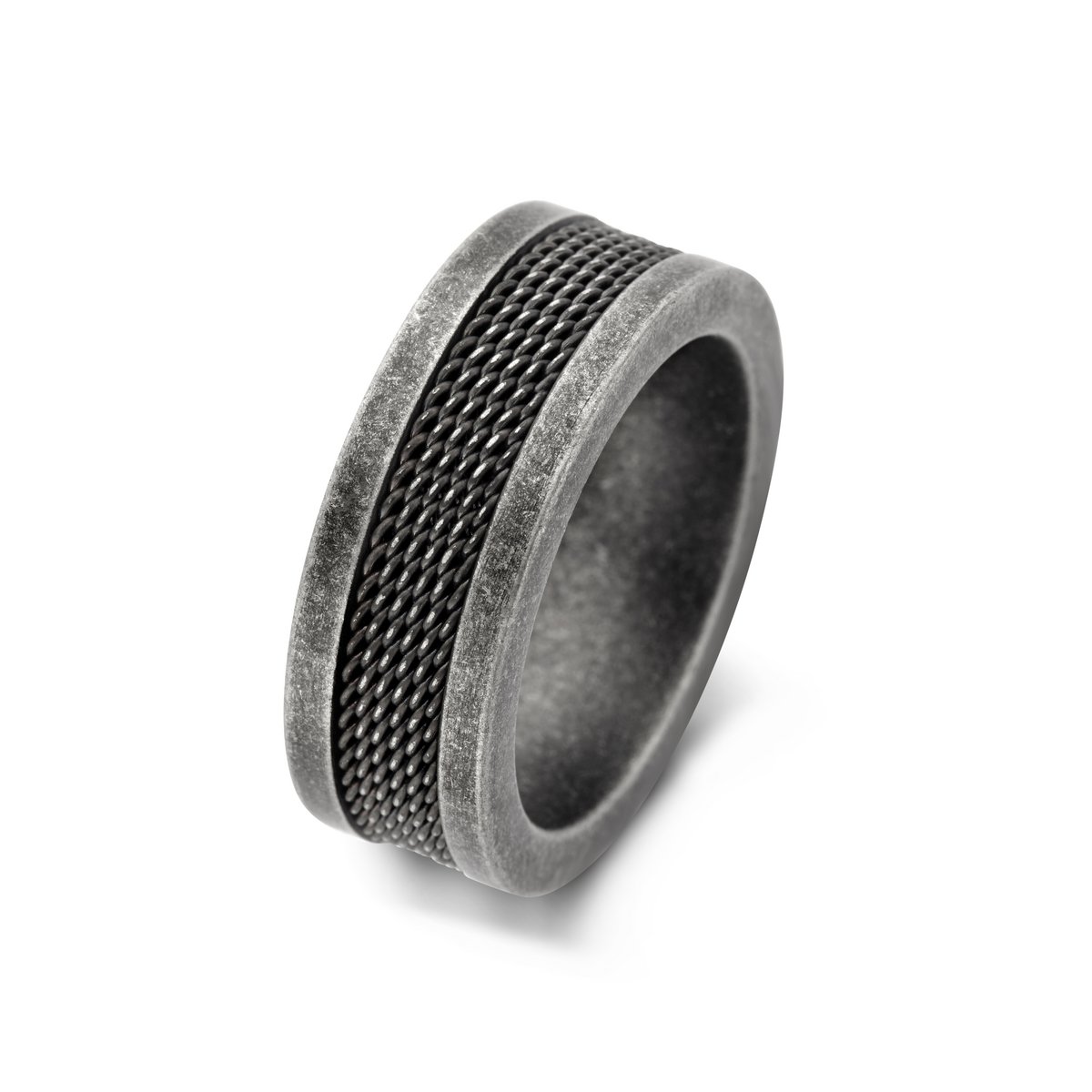 Frank 1967 7FR-0018-61 Anello da uomo in acciaio - Lavorato - Larghezza 8 mm - Misura 61 - Acciaio - Vintage - Nero