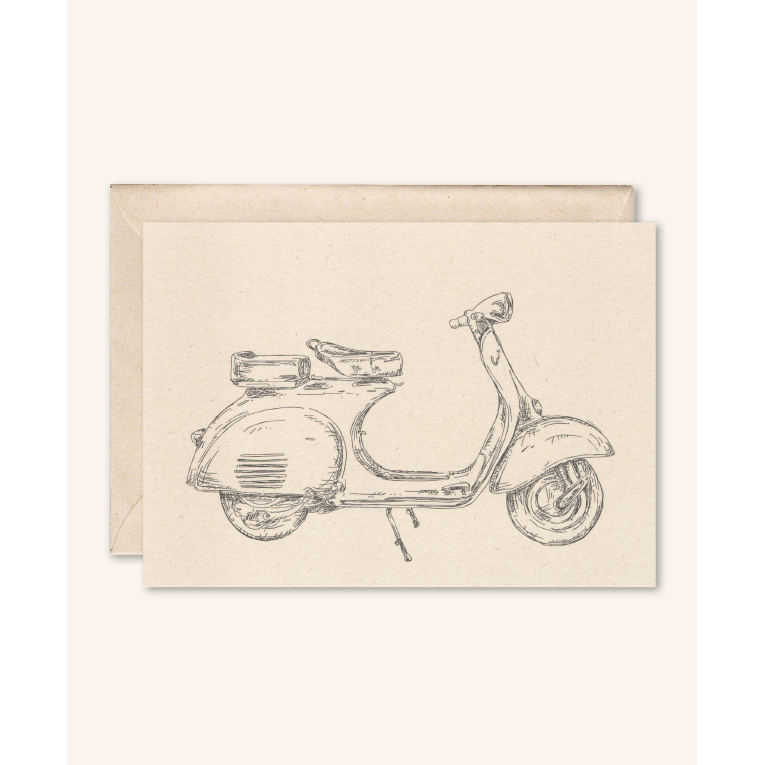 Carte durable + enveloppe | Cyclomoteur Vespa | fleur de sureau