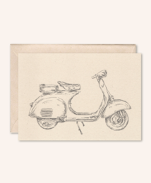 Tarjeta sostenible + sobre | Ciclomotor Vespa | flor de saúco