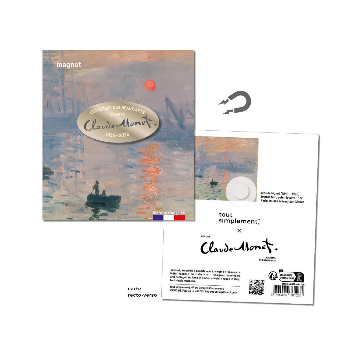 présentoir plein 72 magnets métal signature Claude Monet