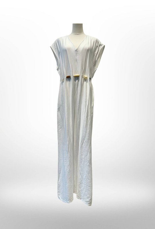 Lang Jumpsuit-kjole med perlebælte - VISCOSE - 8800