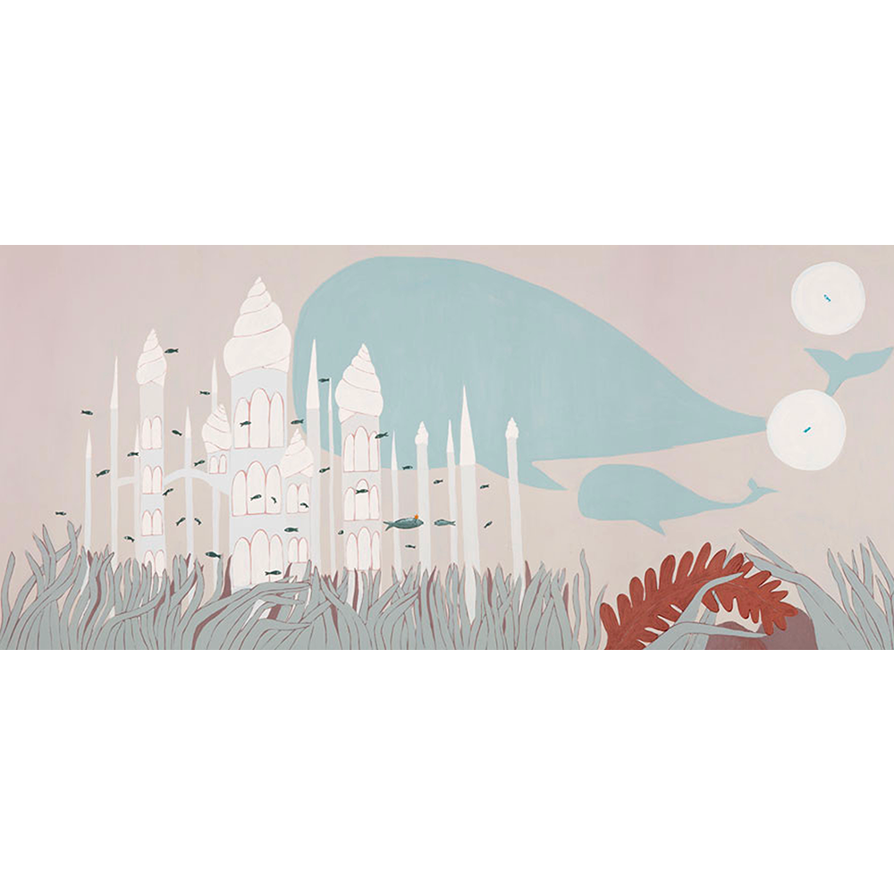 Whale castle wallpaper