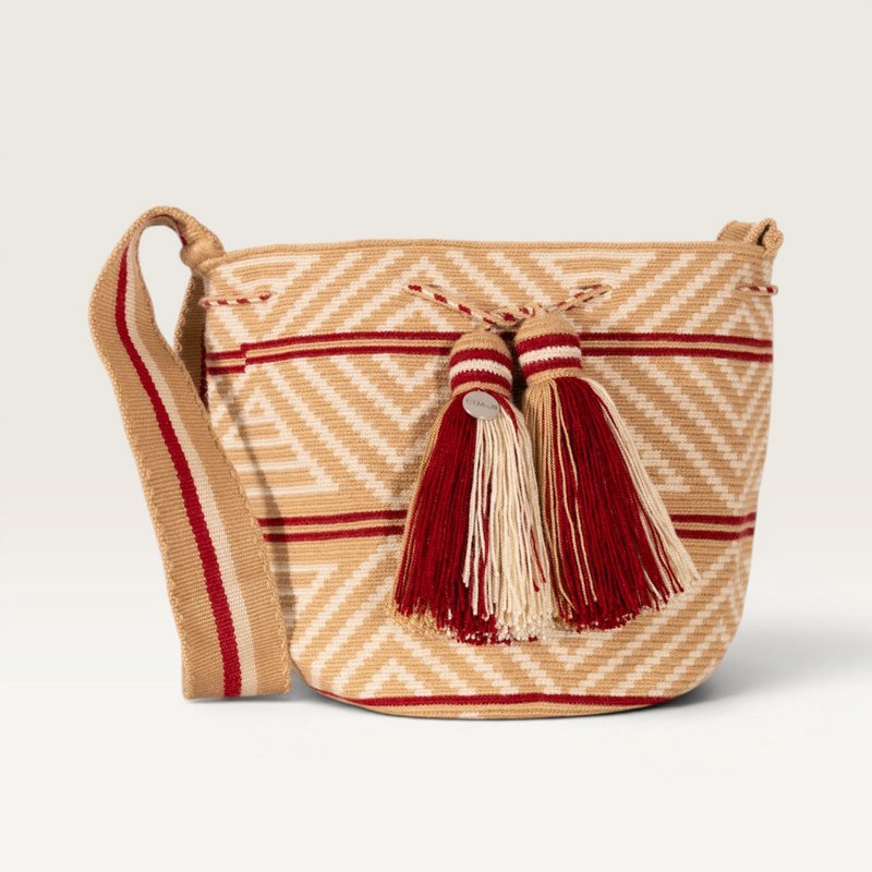 Geometrisk crossbody M | Mandel