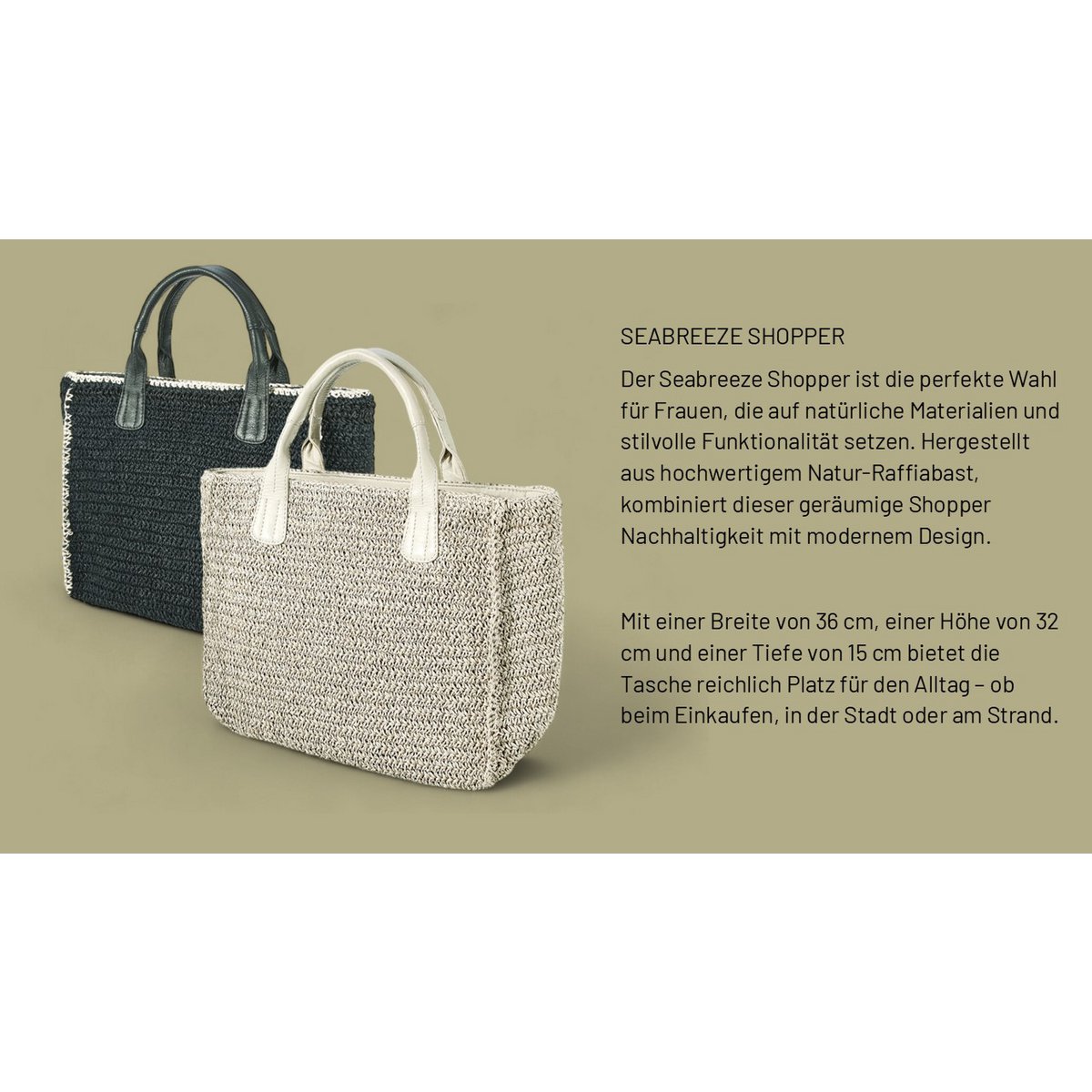SEABREEZE SHOPPER raffiabast zwart