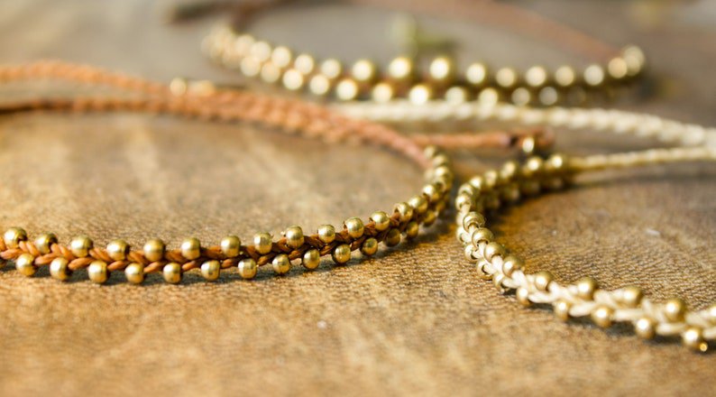 Bracelet de cheville perlé en laiton simple » Fait à la main