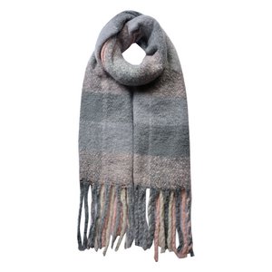 Winter scarf ladies 50x180 cm pink gray synthetic window Wintershawl