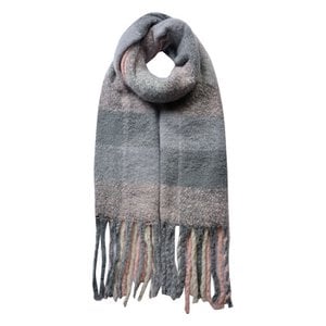 Winter scarf ladies 50x180 cm pink gray synthetic window Wintershawl