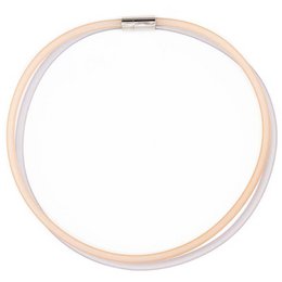 Caoutchouc ketting 2 lijns, licht grijs/ champagne