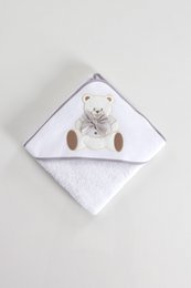 Asciugamano per bambini ricamato orso con fiocco 80 cm x 80 cm
