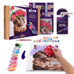 Okto Sensory 3D Air Clay and Color by Numbers - Cat with Flower Wreath