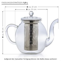 Opret Glasteekanne 1.0l inkl. 2 Teeblumen