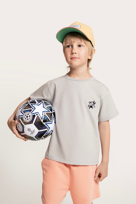 T-shirt in cotone con ricamo da calcio