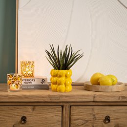 Lantern lemon decor made of glass, 2-fold, yellow/green (W/H/D) 9x10x9cm