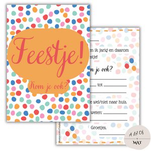 Uitnodigingen Dots | Per set 4 sets