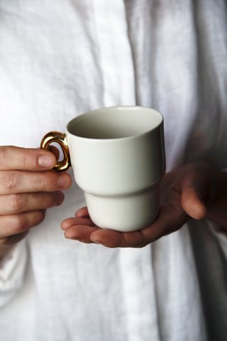 Crucis Platin Tasse 180ml ø:7,5cm d:9,5cm h:8,5cm Handgemachtes Porzellan