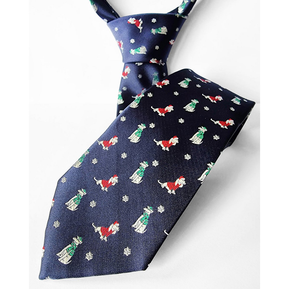 Tie - Dark blue with xmas dogs