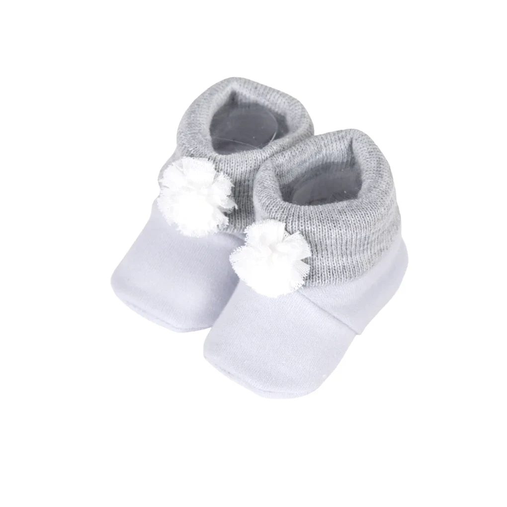 Patucos de punto para bebé con pompón, paquete de 4