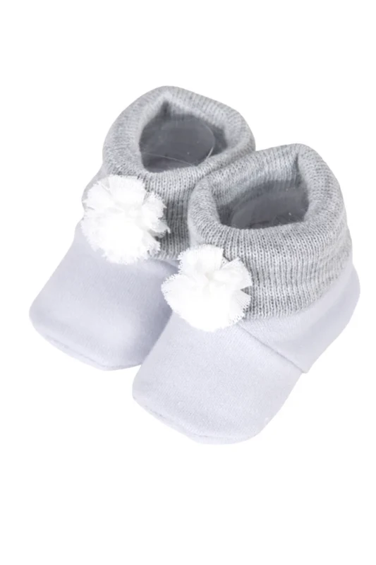 Patucos de punto para bebé con pompón, paquete de 4