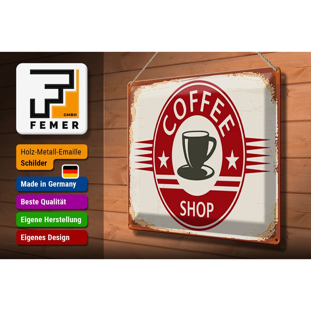 Tin Sign Retro 40x30cm Coffee Shop Coffee Cup