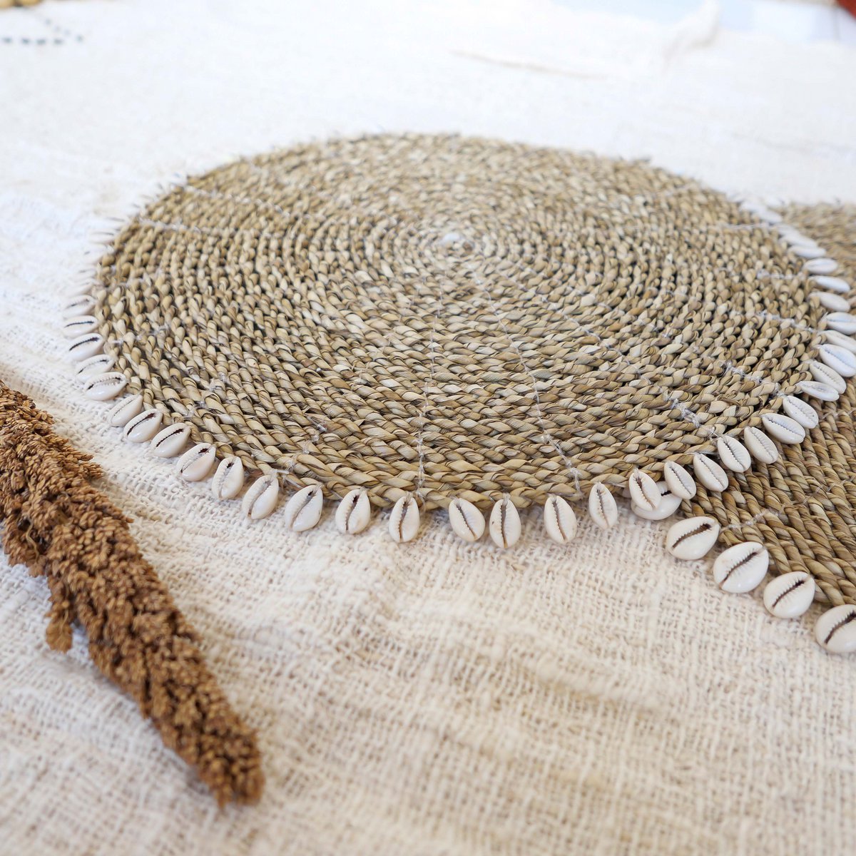 Zeegras Placemat met kaurischelpen - Naturel