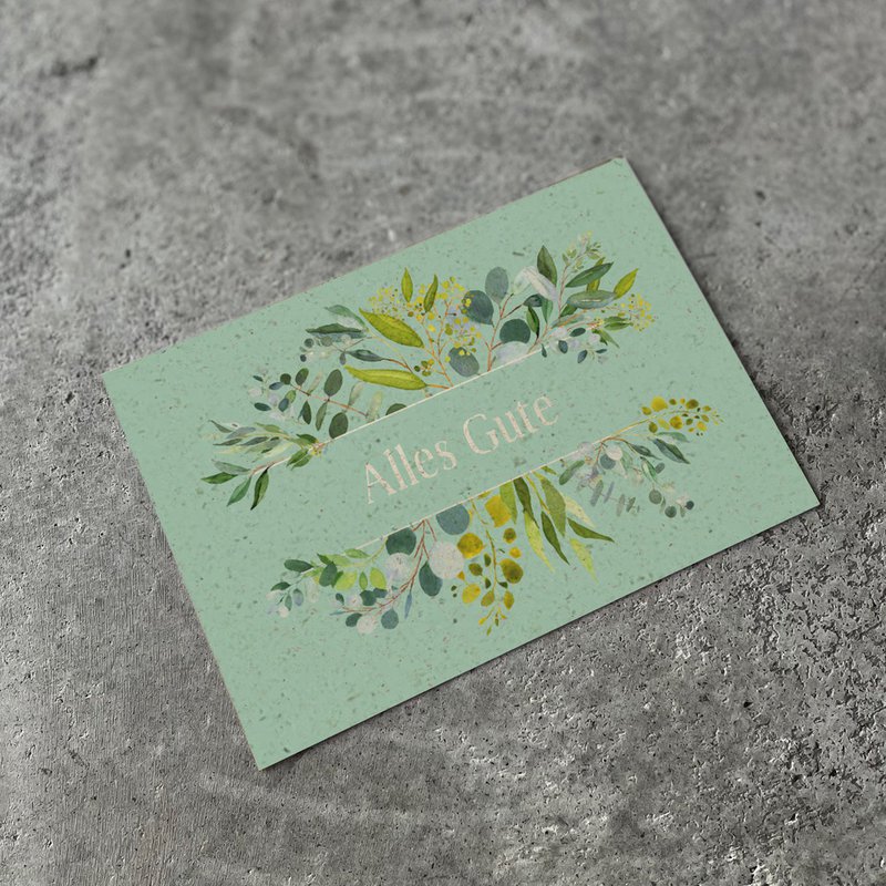 Postcard grass paper "All the best"