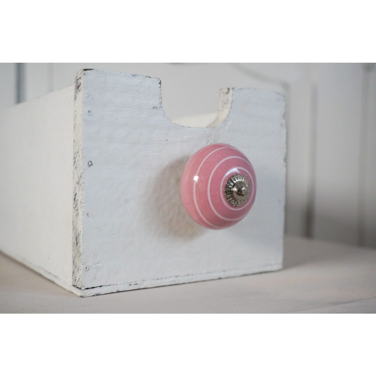 Pink furniture knob with stripes 4 cm Isabelle Rose