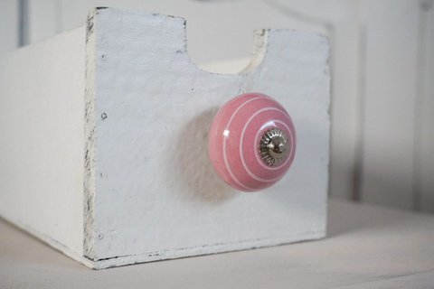 Roze meubelknop met strepen 4 cm Isabelle Rose