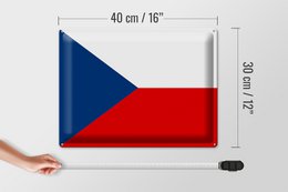 Drapeau en étain République tchèque 40x30cm Drapeau République tchèque