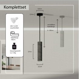 Pendant lamp "Nara27" concrete lamp GU10 Silver Black
