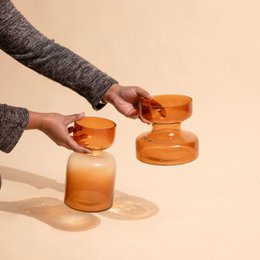 Vase | Mundgeblasenes getöntes Glas Haze Largemouth Two | Braun