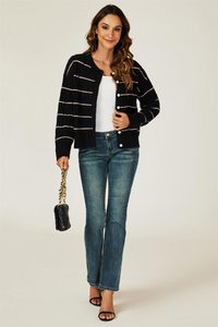 Regenbogenstreifen -Strickjacke in Schwarz gestreift