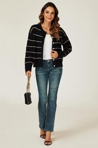 Regenbogenstreifen -Strickjacke in Schwarz gestreift