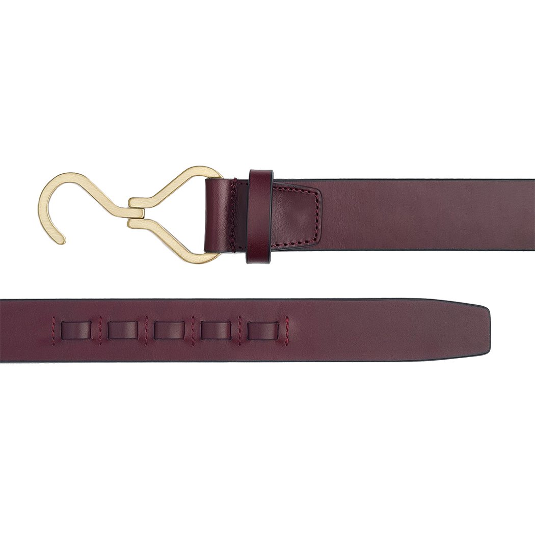 Oxblood Statement Belt, Italiaans leer, messing hook buckle 'The Shelby'