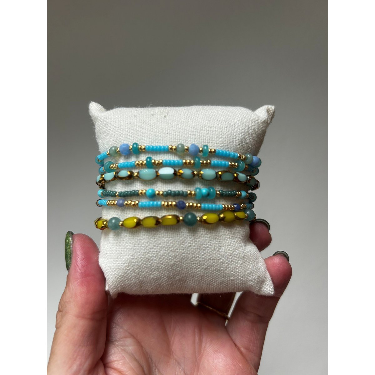 Handgemaakte armbandenset - blauw01