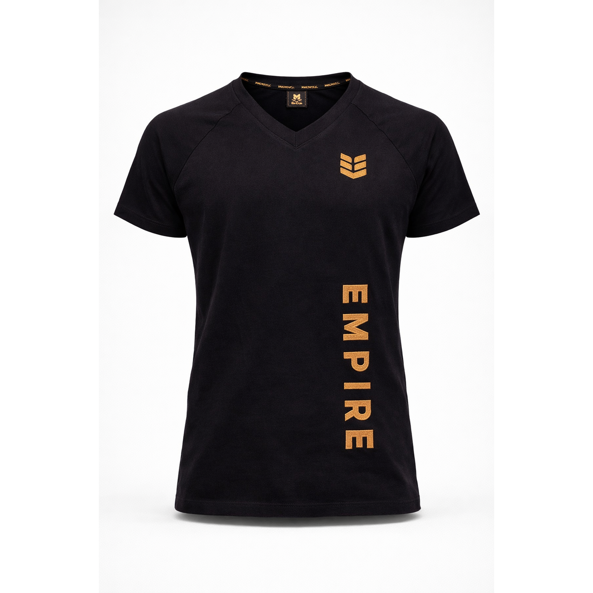 Dames T-shirt, V-hals, geborduurd, zwart