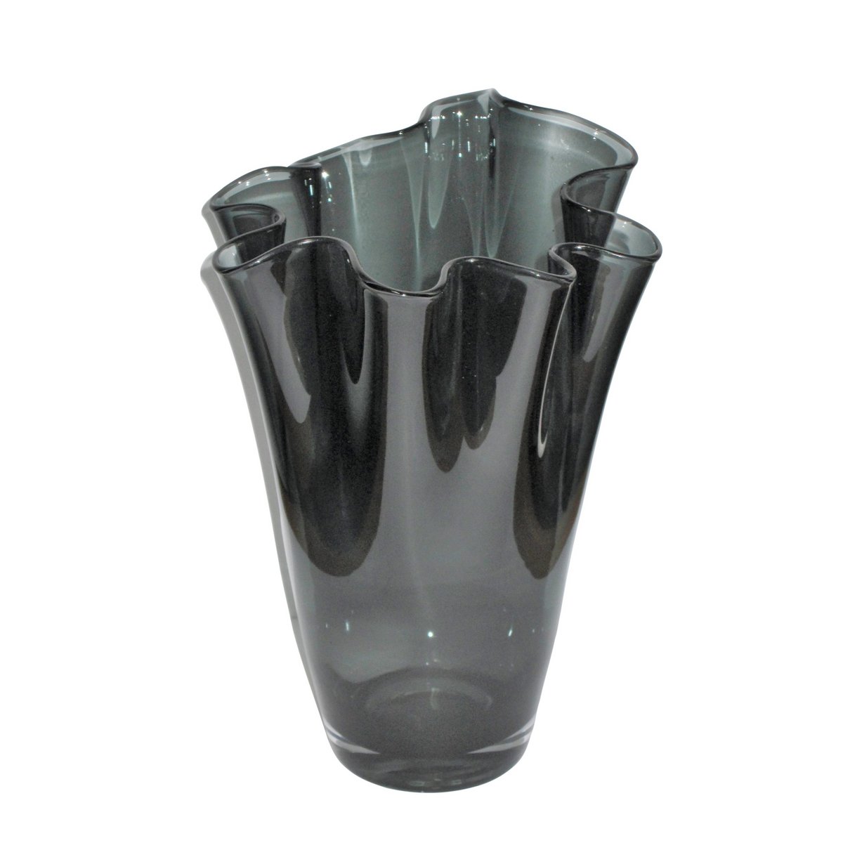 Vase glass wavy smoke gray table vase glass vase 21 x 21 x 30 cm