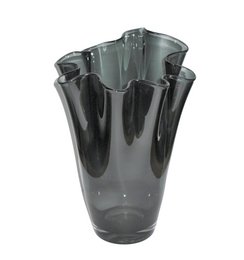 Vase glas bølget røg grå bordvase glasvase 21 x 21 x 30 cm