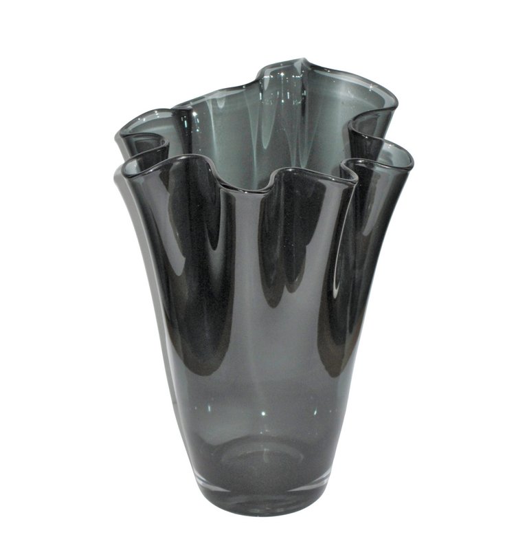 Vase glas bølget røg grå bordvase glasvase 21 x 21 x 30 cm