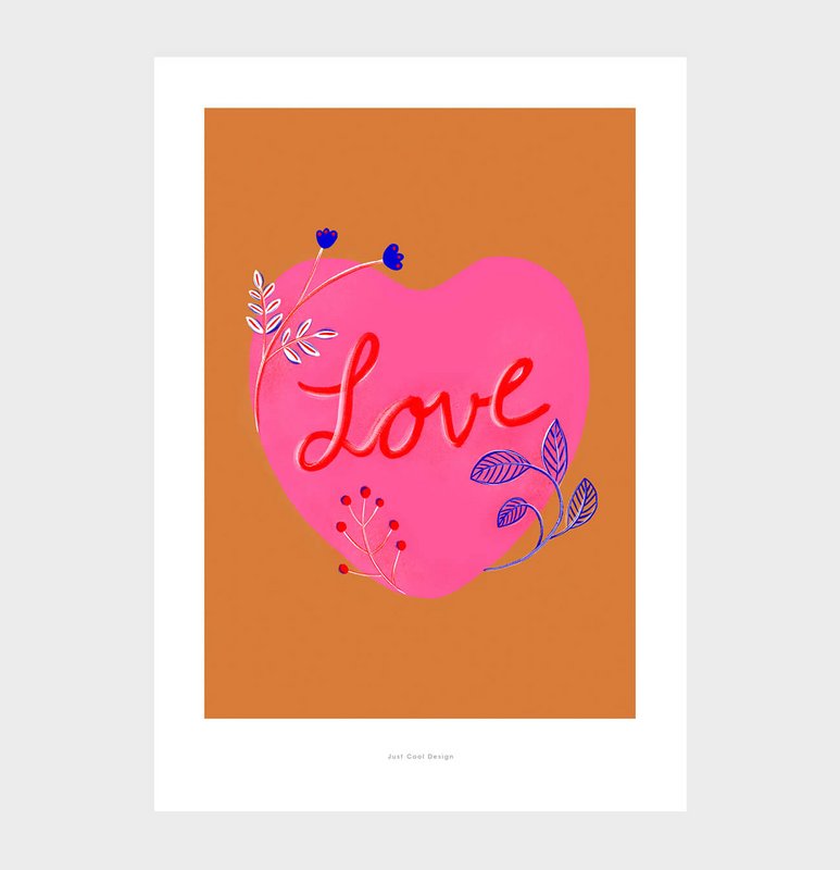 Impresión de arte de pared de amor floral