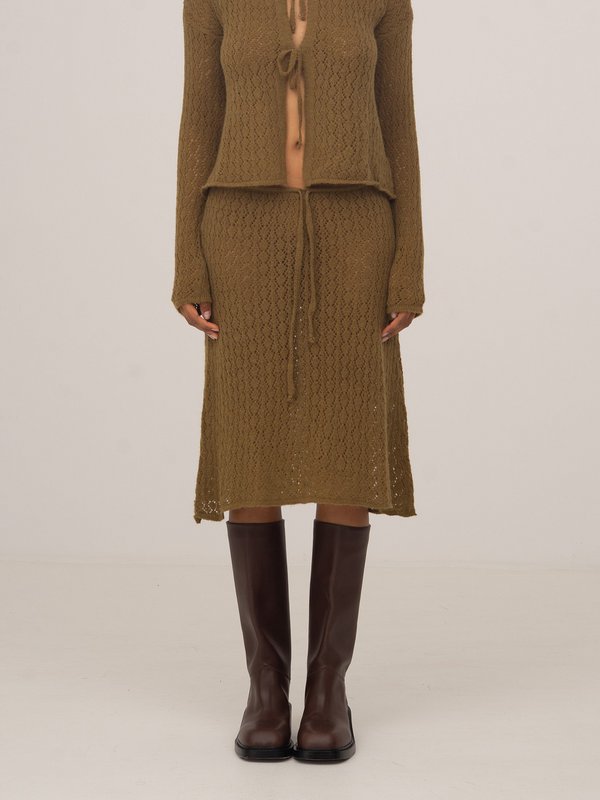 Falda midi de punto verde Exile