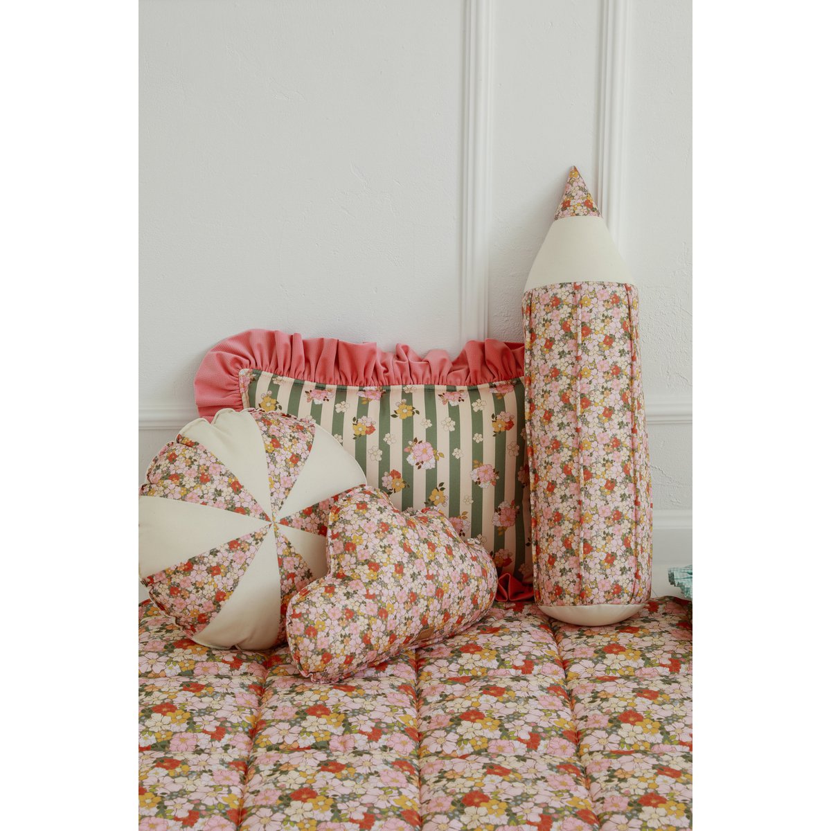 Almohada de crayón de algodón “Jardín verde”