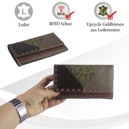 Sunsa women's wallet. leather purse. Wallet with RFID protection. Sustainable wallet made from leather scraps. Large women's wallet with many credit card compartments - wallet/purses for women the best gift idea.