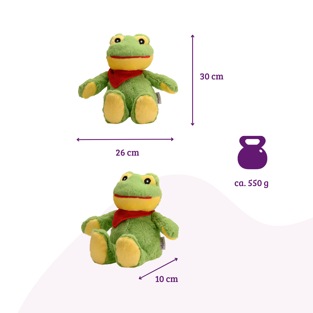 Wärmekissen die natürliche Wärmflasche als Wärmekuscheltier  Frosch groß mit Bio-Hirse Füllung und Gesundheitskräutern