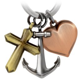 Llavero "Fe, Amor y Esperanza" - Fe, Amor y Esperanza - Amuleto de la suerte con ancla en forma de corazón y cruz