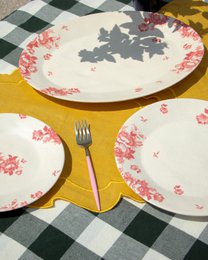 Serveer schotel vintage bloemen roze