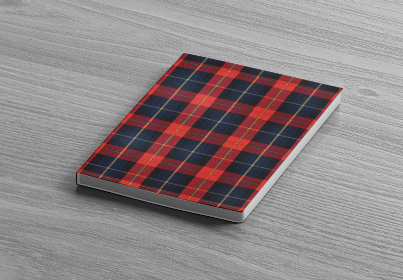 Tartan A5/A6 Notebook - MØRKEBLÅ/GRØNNE FIRKANTER