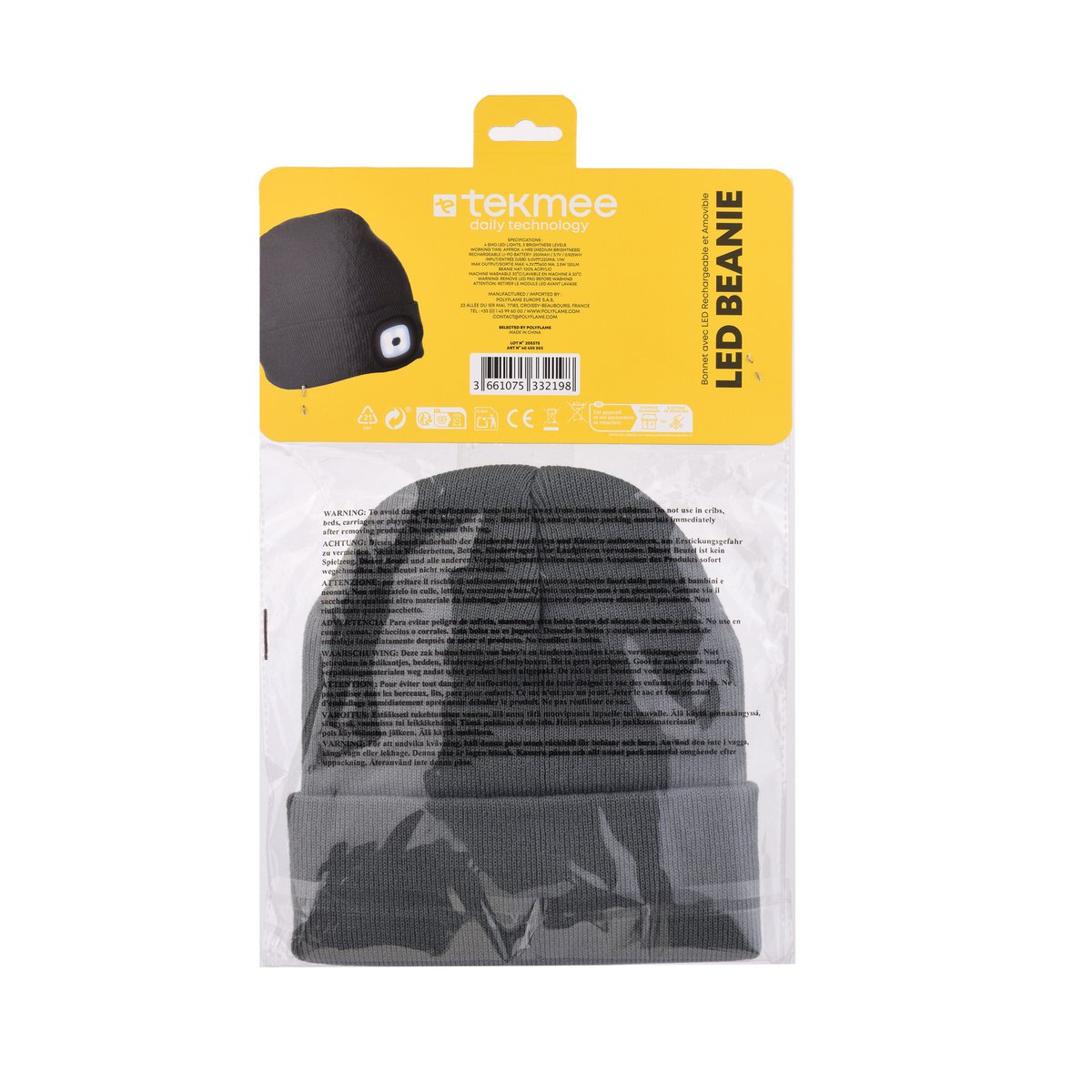 Cappello con LED KHAKI Ricaricabile e Removibile